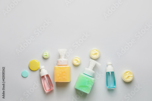 Colorful skincare product b...