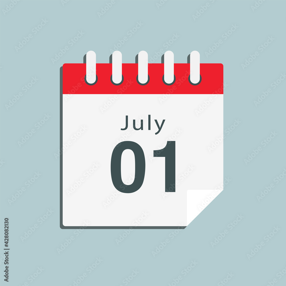 Icon day date 1 July, template calendar page Icon day date 1 July, template calendar page