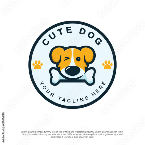 cute dog logo with kawaii style