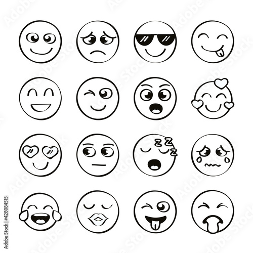 sixteen emojis icons
