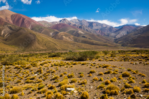 Andes mountains and Valle Hermoso valley near Las Lenas. Argentina, South America photo