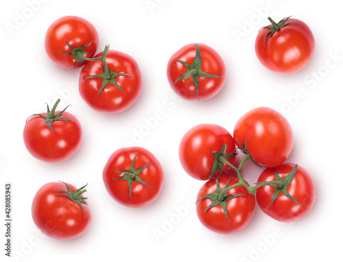 Fresh red ripe tomatoes isolated on white background. 