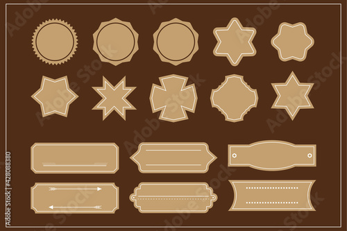 Vintage badge label set in light brown color