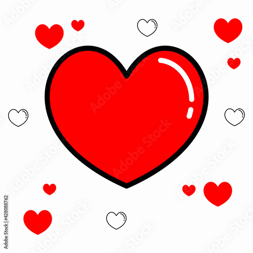 Collection of illustrations of hearts, love symbol icon, love symbols