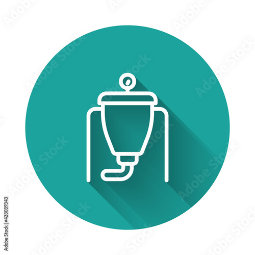 White line Beer brewing process icon isolated with long shadow background. Green circle button. Vector