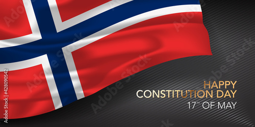 Norway constitution day greeting card, banner with template text vector illustration