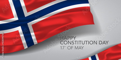 Norway happy constitution day greeting card, banner with template text vector illustration