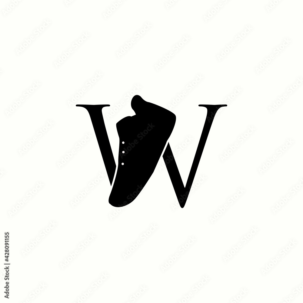 logo letter w with icon shoes man vector design Stock Vector | Adobe Stock