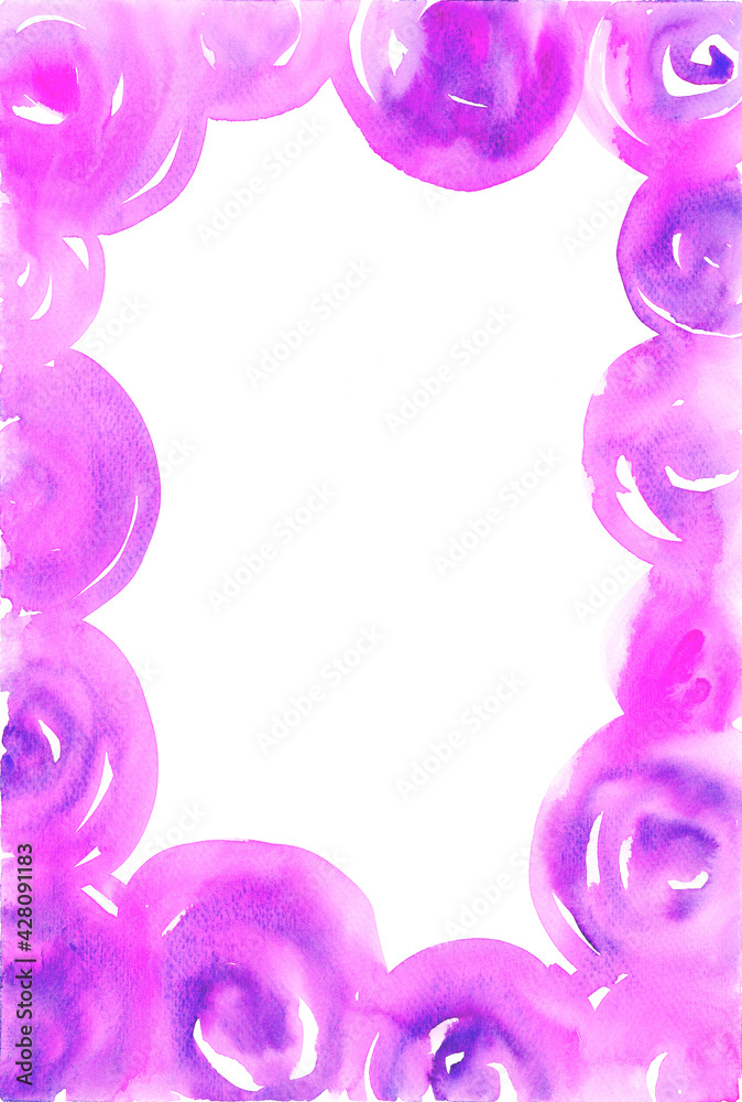 pink-purple abstract circle background. Watercolor hand painting on white background. Grunge design element for poster, flyer, name card, wrapping paper