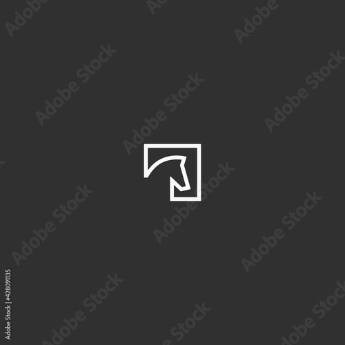 horse square line vector