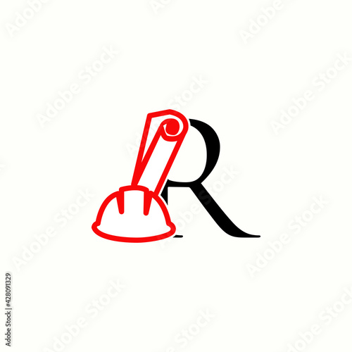 logo letter r with icon civil engineering vector	