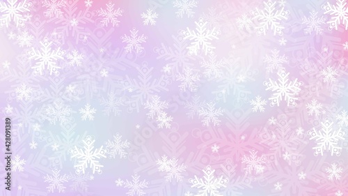 Pink pastel snowflake bokeh background, banner
