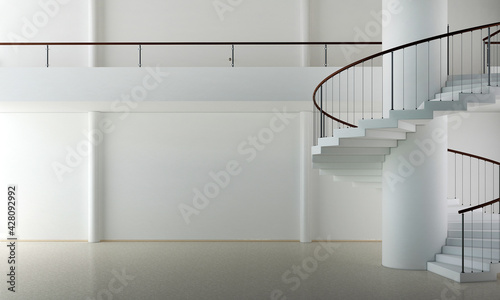 Fototapeta Naklejka Na Ścianę i Meble -  Modern interior mock up furniture and decoration of empty living room design and double space and wall texture background, 3d rendering