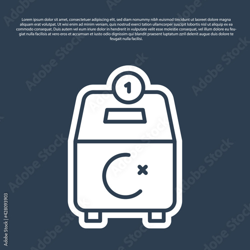 Blue line Donate or pay your zakat as muslim obligatory icon isolated on blue background. Muslim charity or alms in ramadan kareem before eid al-fir. Vector