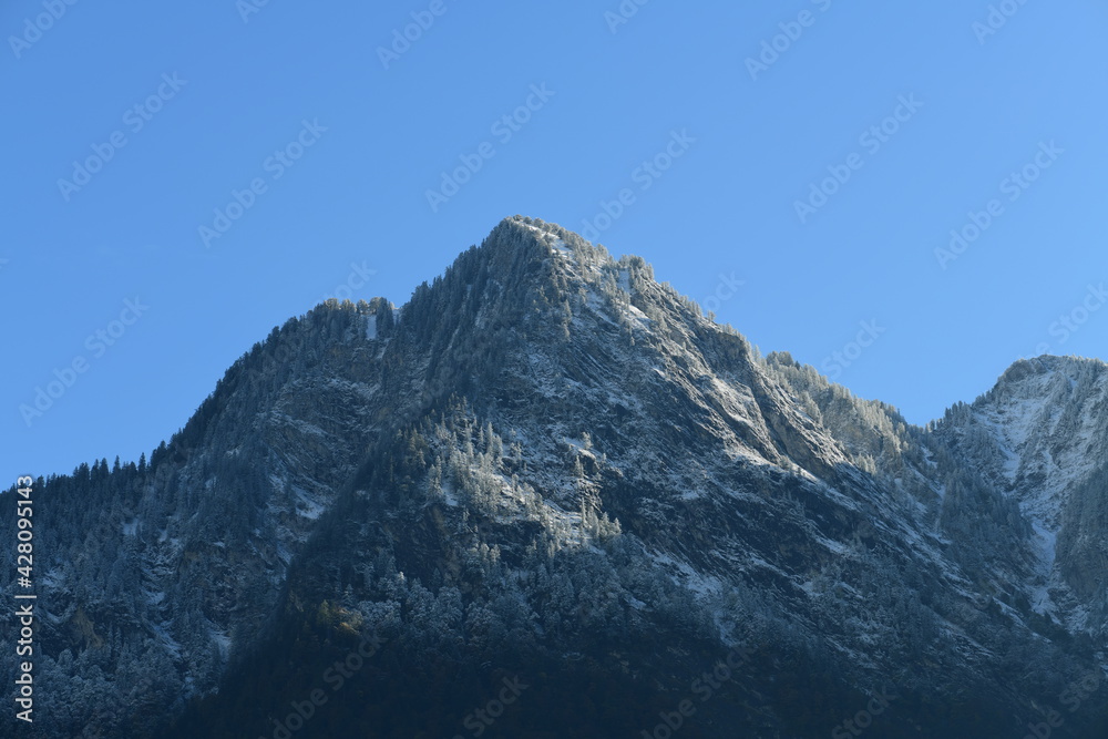panoramic view of european mountains in Liechtenstein