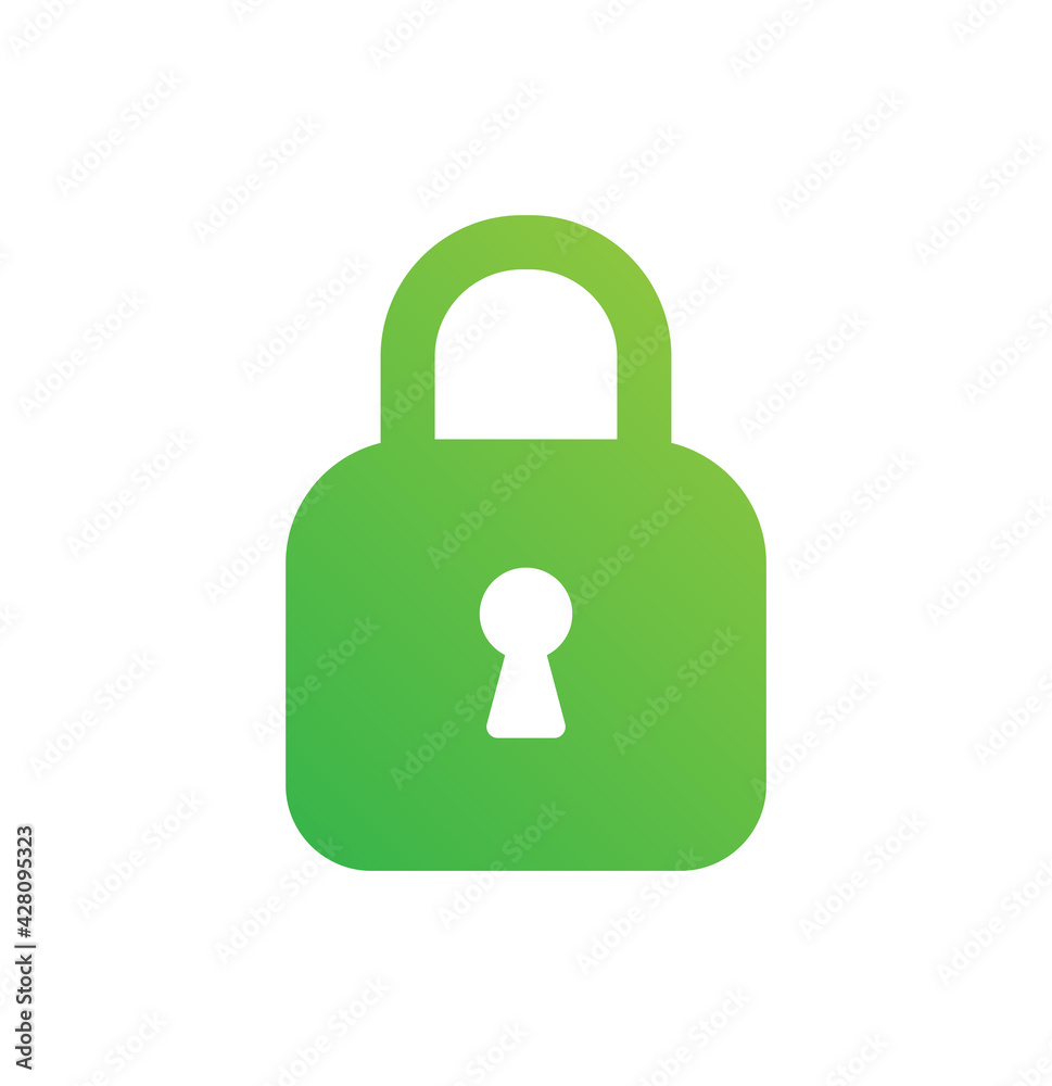 Green locked padlock for security, privacy, safety purpose. Secured concept vector icon. Green locked padlock for security, privacy, safety purpose. Secured concept vector icon.