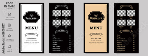 Rack Card Food DL Flyer Template, simple style and modern layout, luxury design
