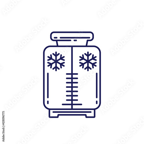 cryotherapy line icon with a cryosauna