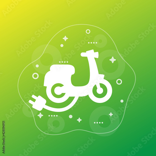 electric scooter with a plug, vector icon