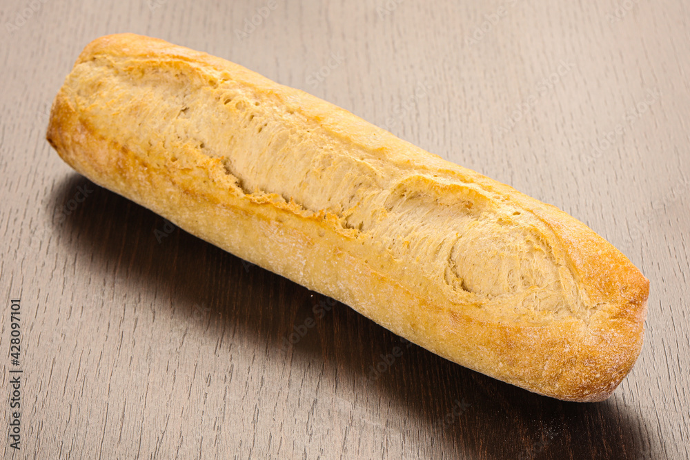 Crust tasty baguette over board Crust tasty baguette over board