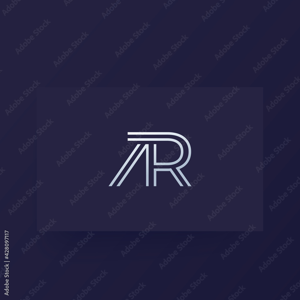 AR letters, vector monogram, logo on card AR letters, vector monogram, logo on card