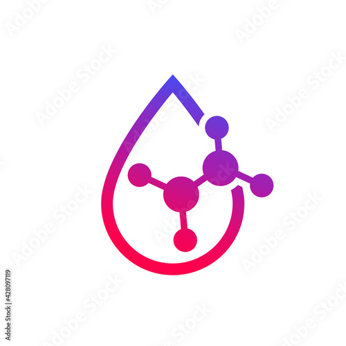Acid drop icon with a molecule