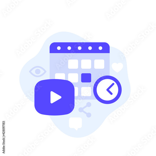 content plan, video and calendar vector illustration