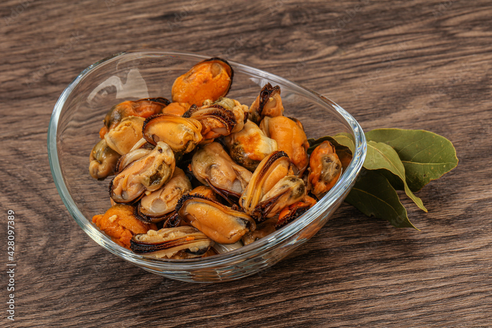 Pickled mussels in the bowl Pickled mussels in the bowl