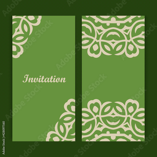 Mandala invitation card design.Floral card template design.Ornate date invitation card.