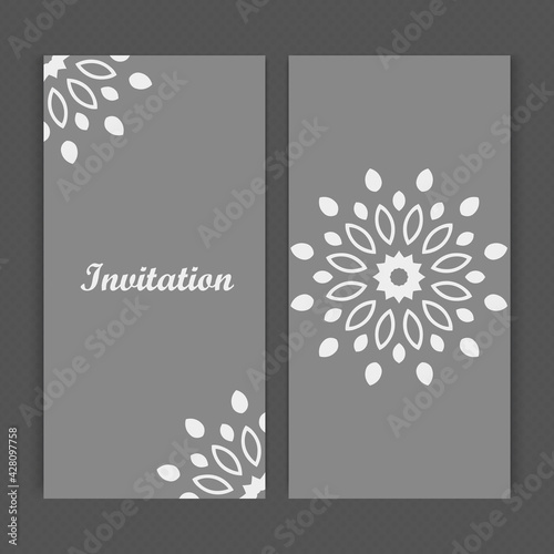Mandala invitation card design.Floral card template design.Ornate date invitation card.