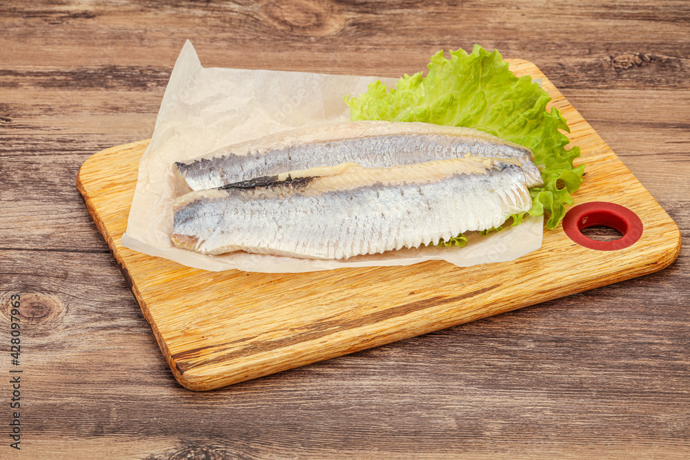 Herring fillet with salad leaves Herring fillet with salad leaves