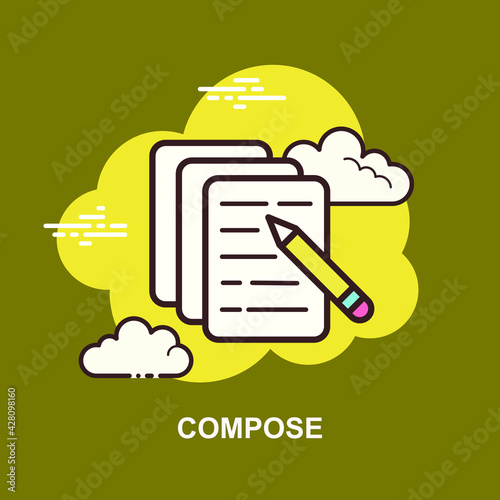 compose with pencil and paper flat concept design
