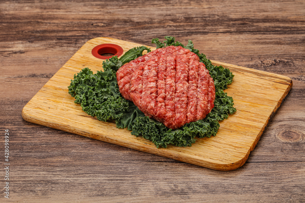 Raw beef burger cutlet for cooking Raw beef burger cutlet for cooking