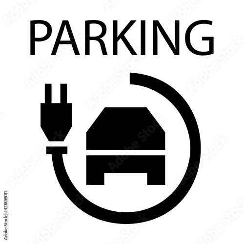 Parking lot charging stations symbol. Electric car charging pint sign