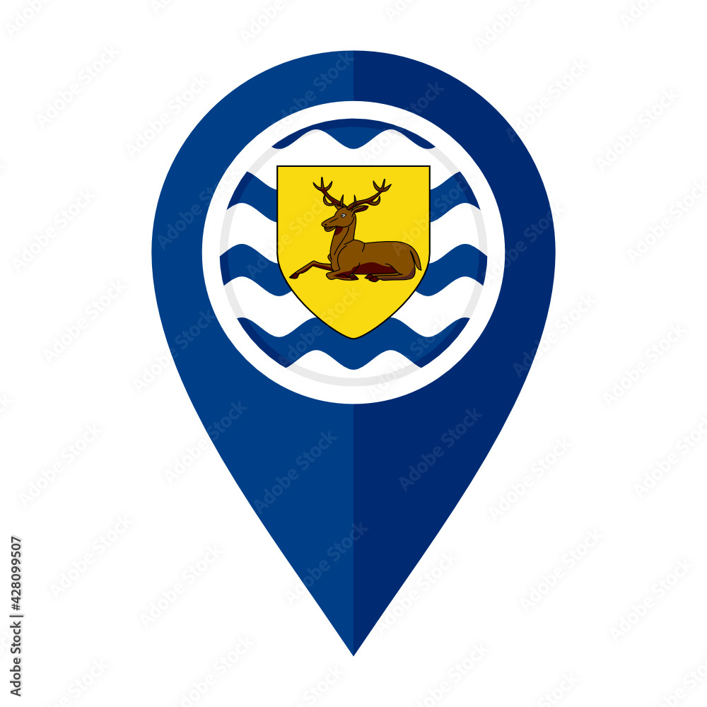 flat map marker icon with hertfordshire flag, isolated on white background
flat map marker icon with hertfordshire flag, isolated on white background