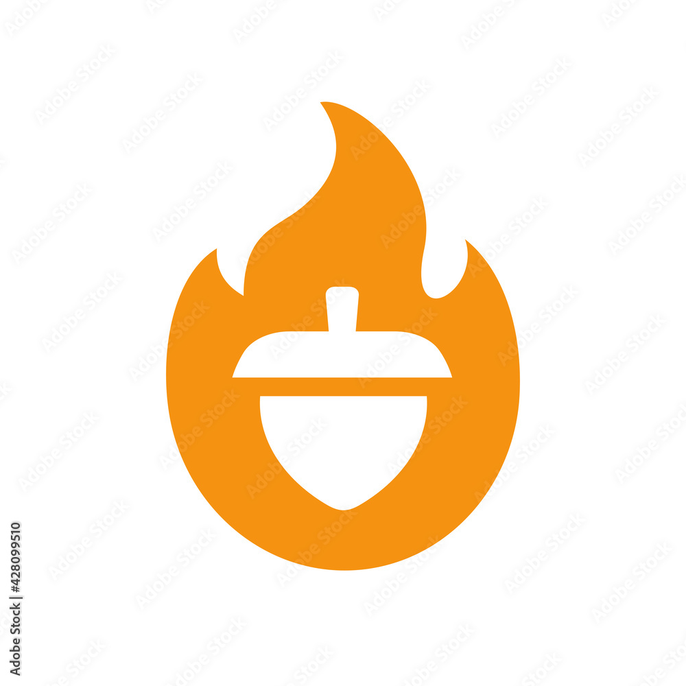 Fire acorn logo icon design, burning oaknut symbol, vector illustration Fire acorn logo icon design, burning oaknut symbol, vector illustration