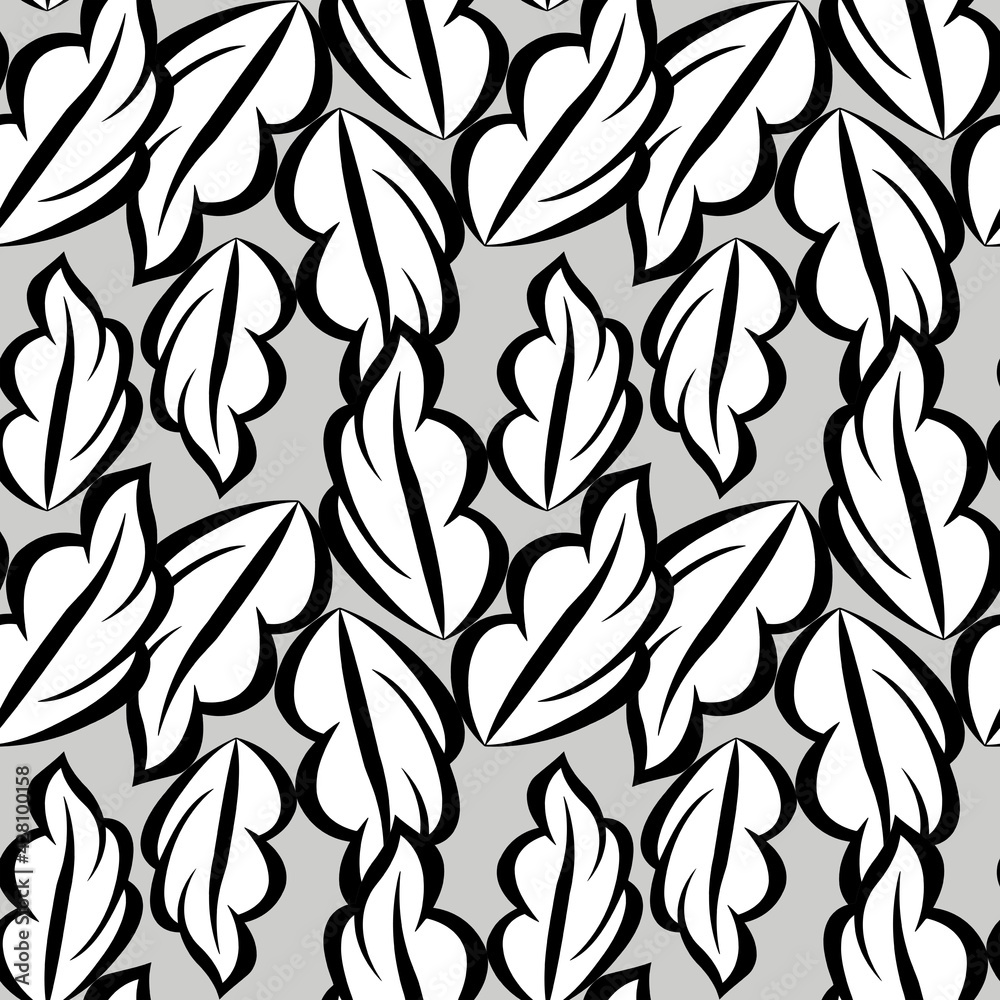 A creative composition consisting of graphic and plant elements. An abstraction. A resource for printing on paper or fabric, seamless background.