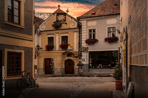 Street in the city of Spitz in the Austrian Danube valley Wachau.