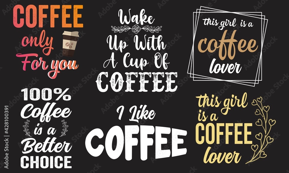Fototapeta Coffee t-shirt design bundle for coffee lover