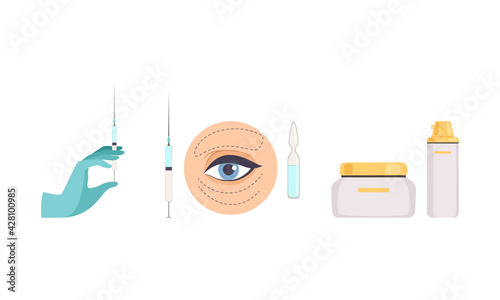 Aesthetic Face Skin Injection and Beauty Procedure Vector Set