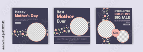 Mother's Day. Best mother ever. Banners vector for social media ads, web ads, business messages, discount flyers and big sale banner.