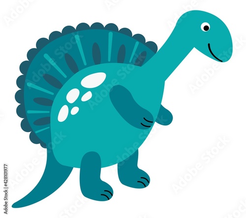 Fototapeta Naklejka Na Ścianę i Meble -  Cute hand-drawn dinosaur on a white isolated background. Illustration for children. Vector.