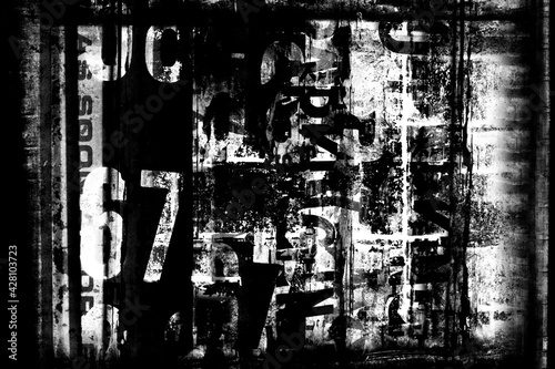 Abstract grunge lettering background. Urban cyber punk wide illustration 