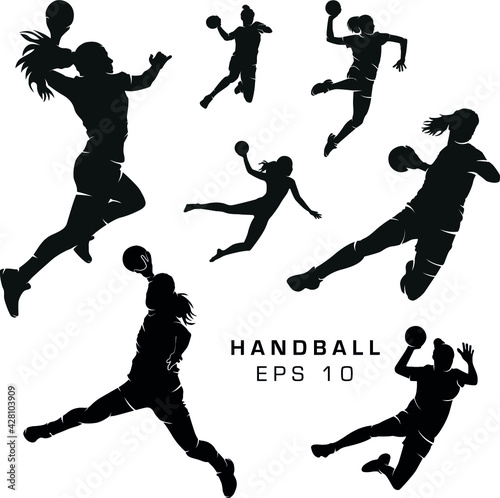 Obraz na płótnie Silhouettes ombres handball player