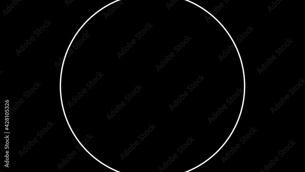 Animation of 4K concentric circles on a black background.Suitable for manipulation or masking and used as an erasing transition as an alpha channel