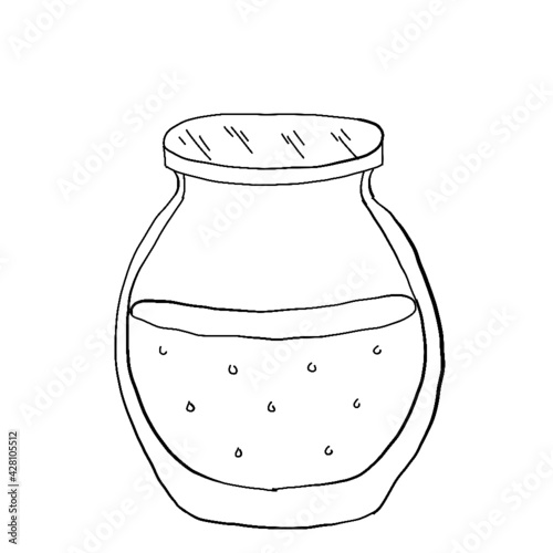 spice jar, cup of tea, sugar storage container, sugar bowl, vinegar container, pepper and salt container, kettle, spice mortar, paper towel stand with paper towels, butter and butter knife, glass sala