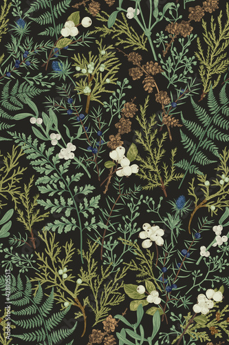 Botanical seamless pattern. Vintage.