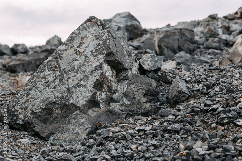 Mining process. Rocks for mining. Big gray limestone. Mining process. Rocks for mining. Big gray limestone.