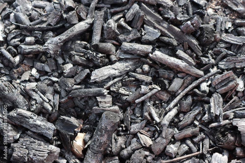 Wood charcoal from burnt wood. Wood charcoal texture background Wood charcoal from burnt wood. Wood charcoal texture background