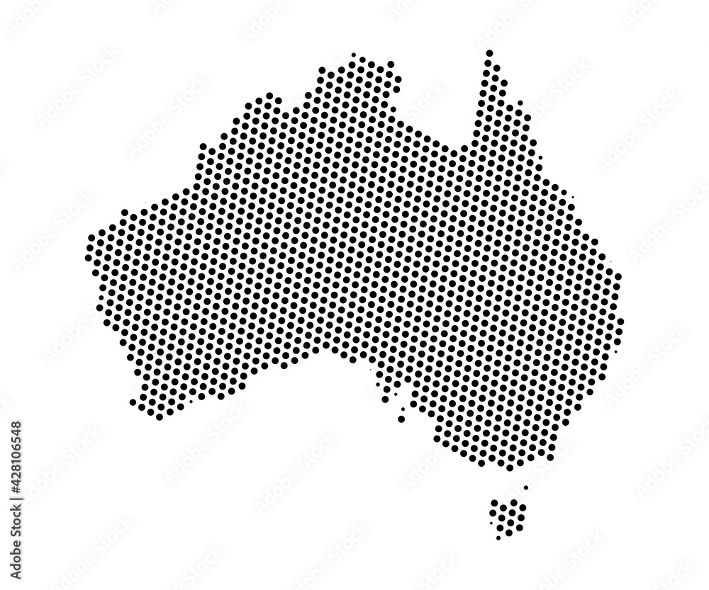 Abstract map of Australia dots planet, lines, global world map halftone concept. Vector illustration eps 10.